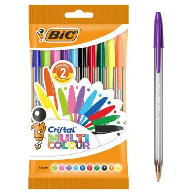 BIC Ballpoint Pens Assorted Colours (10 Pack)