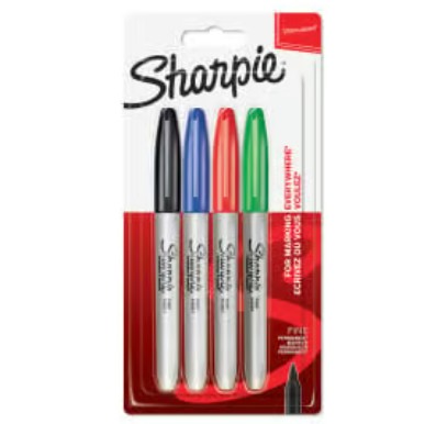 Sharpie Permanent Markers Assorted Colours (4 Pack)